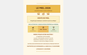 Vente de MIEL 2026